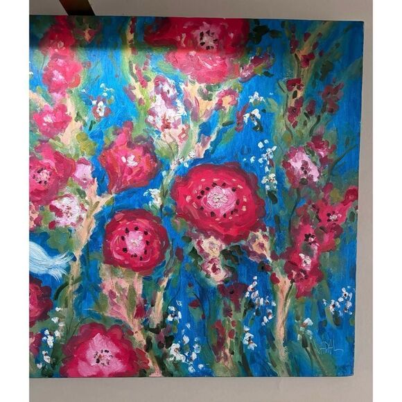 Anthropologie” I am better in Poppies Garden” Oil Painting on canvas By Vadal - Picture 6 of 9